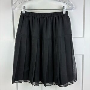 Vintage Donna Ricco Women's Skater Mesh Pleaded Black Skirt Lined Size 10 P e